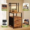 2 Drawer Beside Table LED Nightstand Night Lamp Bed Side Stand End Storage Cabinet Shelves Racks Bedroom Furniture Wooden Metal with Charging Station