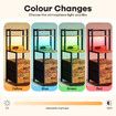 2 Drawer Beside Table LED Nightstand Night Lamp Bed Side Stand End Storage Cabinet Shelves Racks Bedroom Furniture Wooden Metal with Charging Station