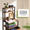 2 Drawer Beside Table LED Nightstand Night Lamp Bed Side Stand End Storage Cabinet Shelves Racks Bedroom Furniture Wooden Metal with Charging Station