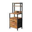 2 Drawer Beside Table LED Nightstand Night Lamp Bed Side Stand End Storage Cabinet Shelves Racks Bedroom Furniture Wooden Metal with Charging Station