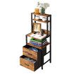 2 Drawer Beside Table LED Nightstand Night Lamp Bed Side Stand End Storage Cabinet Shelves Racks Bedroom Furniture Wooden Metal with Charging Station