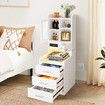 Bedside Table Bookshelf LED Nightstand Lamp Cabinet Shelving Unit Storage Drawers Shelves Compartments Stand Wooden with Charging Station Acrylic Door