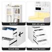 Bedside Table Bookshelf LED Nightstand Lamp Cabinet Shelving Unit Storage Drawers Shelves Compartments Stand Wooden with Charging Station Acrylic Door