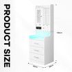 Bedside Table Bookshelf LED Nightstand Lamp Cabinet Shelving Unit Storage Drawers Shelves Compartments Stand Wooden with Charging Station Acrylic Door