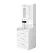 Bedside Table Bookshelf LED Nightstand Lamp Cabinet Shelving Unit Storage Drawers Shelves Compartments Stand Wooden with Charging Station Acrylic Door