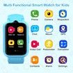 4G Smart Watch with GPS Tracker for Kids Age 5-12,Kids Cell Phone Watch with Video Call Voice Chat Alarm Clock SOS Camera Math Game-Blue