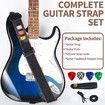 Guitar Strap, Acoustic Electric Guitar Straps,Bass Guitar Strap with 3 Guitar Picks Holder Ends