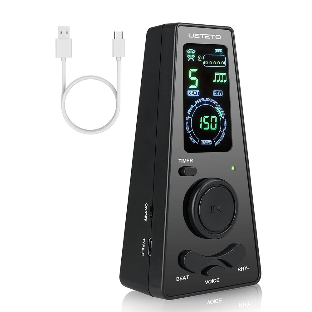 Digital Metronome with Timer, One Touch Operation and Easily Readable Color Display Electronic Metronome with Volume Control for Piano Guitar Drum Violin