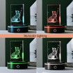 LED Light Base Lighted Display Stand for Crystal 3D Photo Glass Art Tumbler RGB Multicolor Lighting Round Black Pedestal - Flat