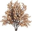 6pcs Light Brown Artificial Flowers Silk Fall Flowers Babys Breath Gypsophila for Home Kitchen Decor