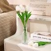 20pcs White Flowers Artificial Tulip Silk Fake Flowers for Mother's Day Easter Valentine’s Day Gifts in Bulk Home Kitchen Wedding Decoration