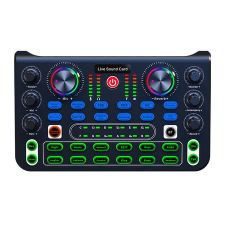 Podcast Recording Equipment with Voice changer, Podcast Mixer,Sound Card, DJ Audio Mixer Interface for PC Game Live Streaming or Podcast