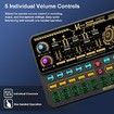 Audio Mixer With Effects, Live Sound Card with Volume Fader, Voice Changer, Sound Effects, LED Lights, for Karaoke, Streaming, Recording, Podcasting Sound Board