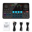 Live Sound Card, Mini Sound Mixer Board with Effects and Voice Changer, Noise Reduction Bluetooth Live Sound Card Audio Mixer for Live Streaming, Podcast
