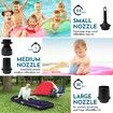 Portable Air Pump for Inflatables, Mini Electric Rechargeable Inflate Deflate Pump with Camping Light for Pool Floats, Swimming Rings, Air Mattress (Black)