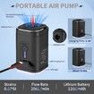 Portable Air Pump for Inflatables, Mini Electric Rechargeable Inflate Deflate Pump with Camping Light for Pool Floats, Swimming Rings, Air Mattress (Black)