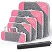 Compression Packing Cube for Suitcase, 6 Pcs Travel Luggage Organizer (Pink)