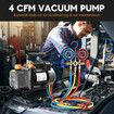 4CFM Vacuum Pump Set 1/3HP 1 Stage Air Conditioning HVAC Refrigeration AC Car Auto Repair Tools Food Clothes Packaging R134A R410 R502 Manifold Gauges