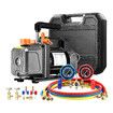 4CFM Vacuum Pump Set 1/3HP 1 Stage Air Conditioning HVAC Refrigeration AC Car Auto Repair Tools Food Clothes Packaging R134A R410 R502 Manifold Gauges