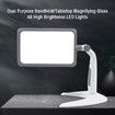 LED Magnifying Glass with 48 LEDs, Handheld Desktop Reading Magnifier, Rotating Base, Adjustable Brightness LED Magnifier for Reading Seniors Low Vision