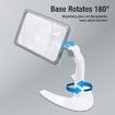 LED Magnifying Glass with 48 LEDs, Handheld Desktop Reading Magnifier, Rotating Base, Adjustable Brightness LED Magnifier for Reading Seniors Low Vision