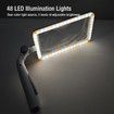 LED Magnifying Glass with 48 LEDs, Handheld Desktop Reading Magnifier, Rotating Base, Adjustable Brightness LED Magnifier for Reading Seniors Low Vision