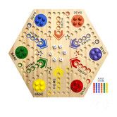 Wooden Board Game, Aggravation Board Game Original Marble Game Double Sided Painted 2 to 6 Player Fast Track Board Game Wooden with 6 Colors