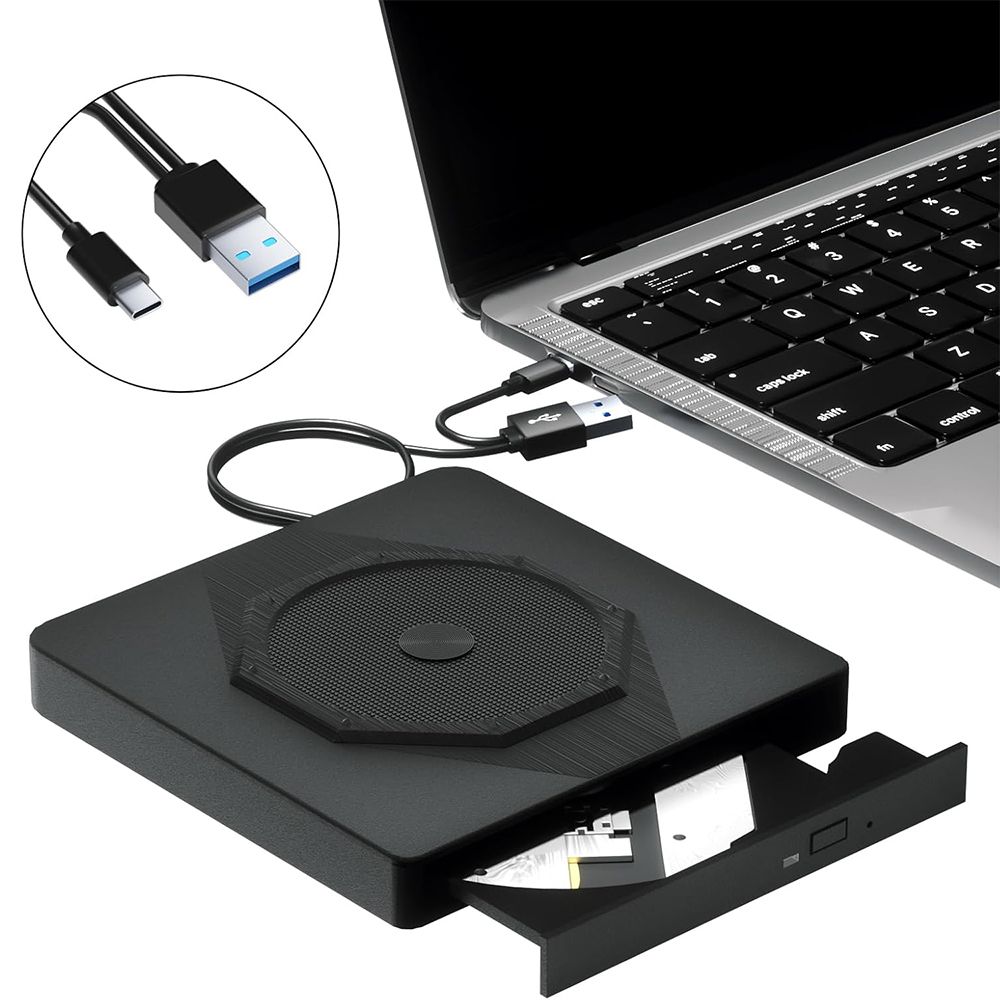 External CD and DVD Drive for Laptop, USB 3.0 and Type-C Portable CD ...
