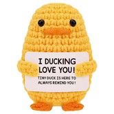 Valentines Day Gifts,Inspirational Crochet Positive Duck,Birthday Gifts,Cute Handmade Potato Knitted Duck Toy with Positive Card Cheering I Love You