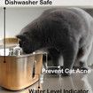 Stainless Steel Pet Water Fountain 3.2L/108oz,Automatic  Dog Cat Drinking Dispenser Cordless Battery Operated