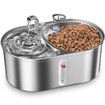 3L Cat Water Fountain,Stainless Steel Pet Water Fountains Dog Dispenser,2-in-1 Ultra-Silent Cat Drinking and Food Fountains Suitable for Pets