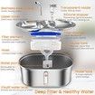 3L Cat Water Fountain,Stainless Steel Pet Water Fountains Dog Dispenser,2-in-1 Ultra-Silent Cat Drinking and Food Fountains Suitable for Pets