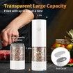 Electric Salt and Pepper Grinder with Warm LED Light, Adjustable Coarseness Large Capacity Automatic Salt Pepper Mill Grinder for Kitchen, White