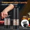 Electric Salt and Pepper Grinder with Warm LED Light, Adjustable Coarseness Large Capacity Automatic Salt Pepper Mill Grinder for Kitchen, Black