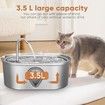 Cat Water Fountain,3.5L Large Capacity Automatic Stainless Steel Pet Water Dispenser Indoor Cat and Dog Water Fountain with Water Level Window