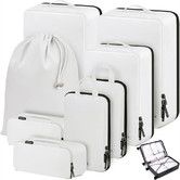 8 Set Compression Packing Cubes Travel - Maximize Space In Luggage With Patented HybridMax Double Capacity Design For Travel,Large,Small,Medium-White