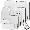 8 Set Compression Packing Cubes Travel - Maximize Space In Luggage With Patented HybridMax Double Capacity Design For Travel,Large,Small,Medium-White
