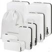 8 Set Compression Packing Cubes Travel - Maximize Space In Luggage With Patented HybridMax Double Capacity Design For Travel,Large,Small,Medium-White