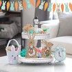 2Pcs Easter Decorations for the Home Farmhouse Rustic Wooden Bunny with Egg Easter Tiered Tray Decor Happy Spring Decoration
