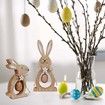 2Pcs Easter Decorations for the Home Farmhouse Rustic Wooden Bunny with Egg Easter Tiered Tray Decor Happy Spring Decoration