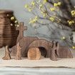 Empty Tomb Easter Scene and Cross Decoration, Wooden Easter Resurrection Scene Cross Jesus Tomb Tray Set, Jesus Nativity Scene Decor