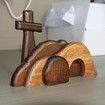 Empty Tomb Easter Scene and Cross, Wooden Empty Tomb Jesus Tomb Easter Tomb Decor Suitable for Religious Home Office Desktop Decoration