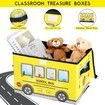 Foldable Toy Storage Box Stuffed Toy Organizers - Sturdy, Soft Cloth Bins with Dustproof Flip-Top Lid Color Yellow