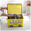 Foldable Toy Storage Box Stuffed Toy Organizers - Sturdy, Soft Cloth Bins with Dustproof Flip-Top Lid Color Yellow