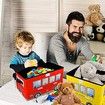 Foldable Toy Storage Box Stuffed Toy Organizers - Sturdy, Soft Cloth Bins with Dustproof Flip-Top Lid Color Red