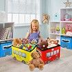Foldable Toy Storage Box Stuffed Toy Organizers - Sturdy, Soft Cloth Bins with Dustproof Flip-Top Lid Color Red