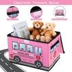 Foldable Toy Storage Box Stuffed Toy Organizers - Sturdy, Soft Cloth Bins with Dustproof Flip-Top Lid Color Pink