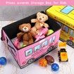 Foldable Toy Storage Box Stuffed Toy Organizers - Sturdy, Soft Cloth Bins with Dustproof Flip-Top Lid Color Pink