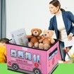 Foldable Toy Storage Box Stuffed Toy Organizers - Sturdy, Soft Cloth Bins with Dustproof Flip-Top Lid Color Pink