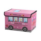 Foldable Toy Storage Box Stuffed Toy Organizers - Sturdy, Soft Cloth Bins with Dustproof Flip-Top Lid Color Pink